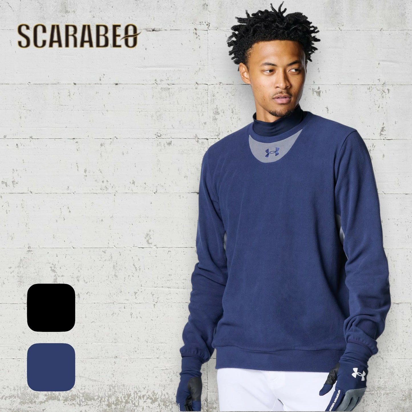 アンダーアーマー UNDER ARMOUR UA マイクロフリース クルー ベースボール メンズ 長袖 トレーナー フリース 6007969 秋冬 保温 ストレッチ ルーズフィット 野球 ブラック ネイビー トレーニングウェア スポーツウェア