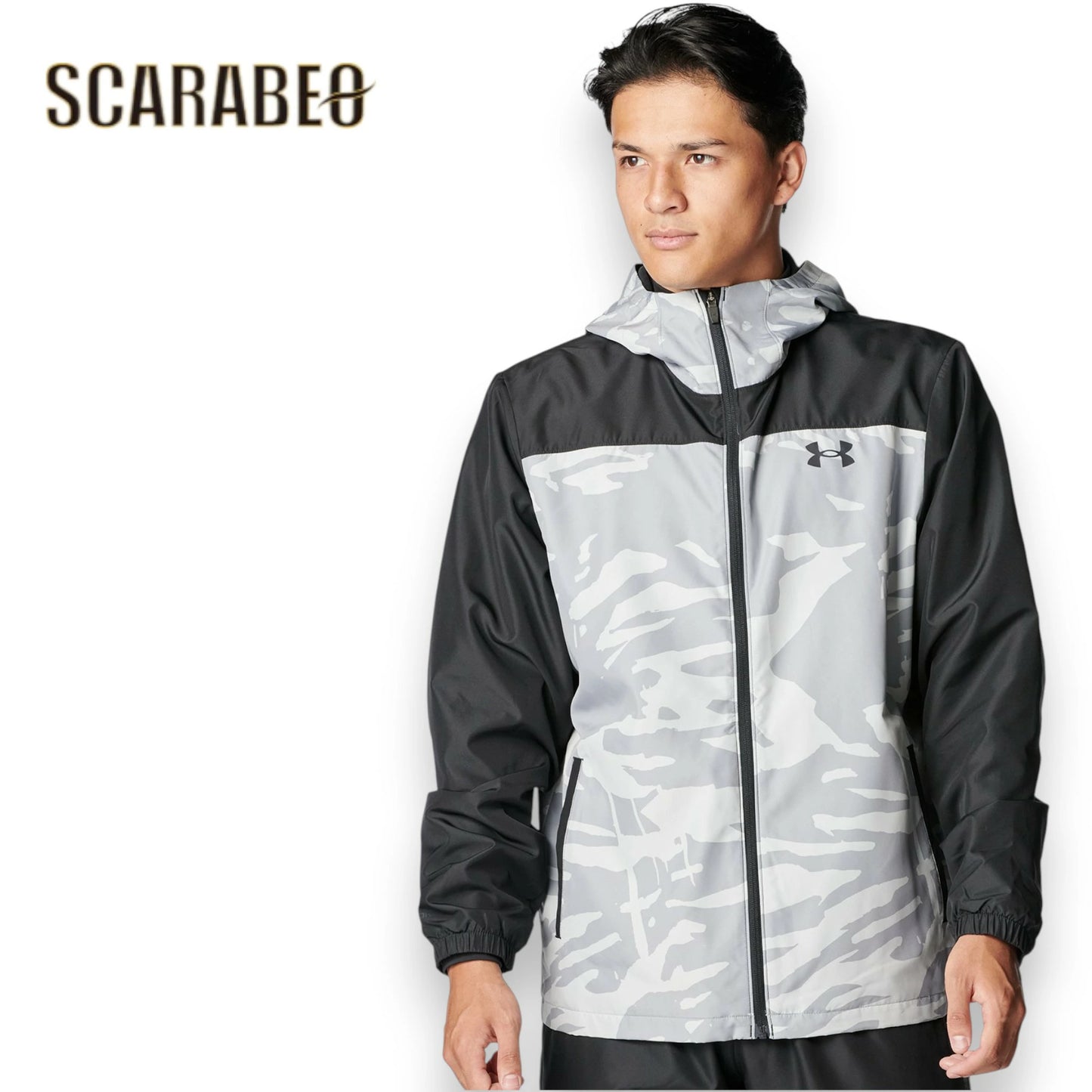 アンダーアーマー UNDER ARMOUR 野球 ウインドブレーカー ジャケット UA トリコット ウーブン フルジップ フーディ 6007972-035 スチール グレー 撥水 防風 裏起毛 メンズ 秋冬 トレーニング スポーツウェア