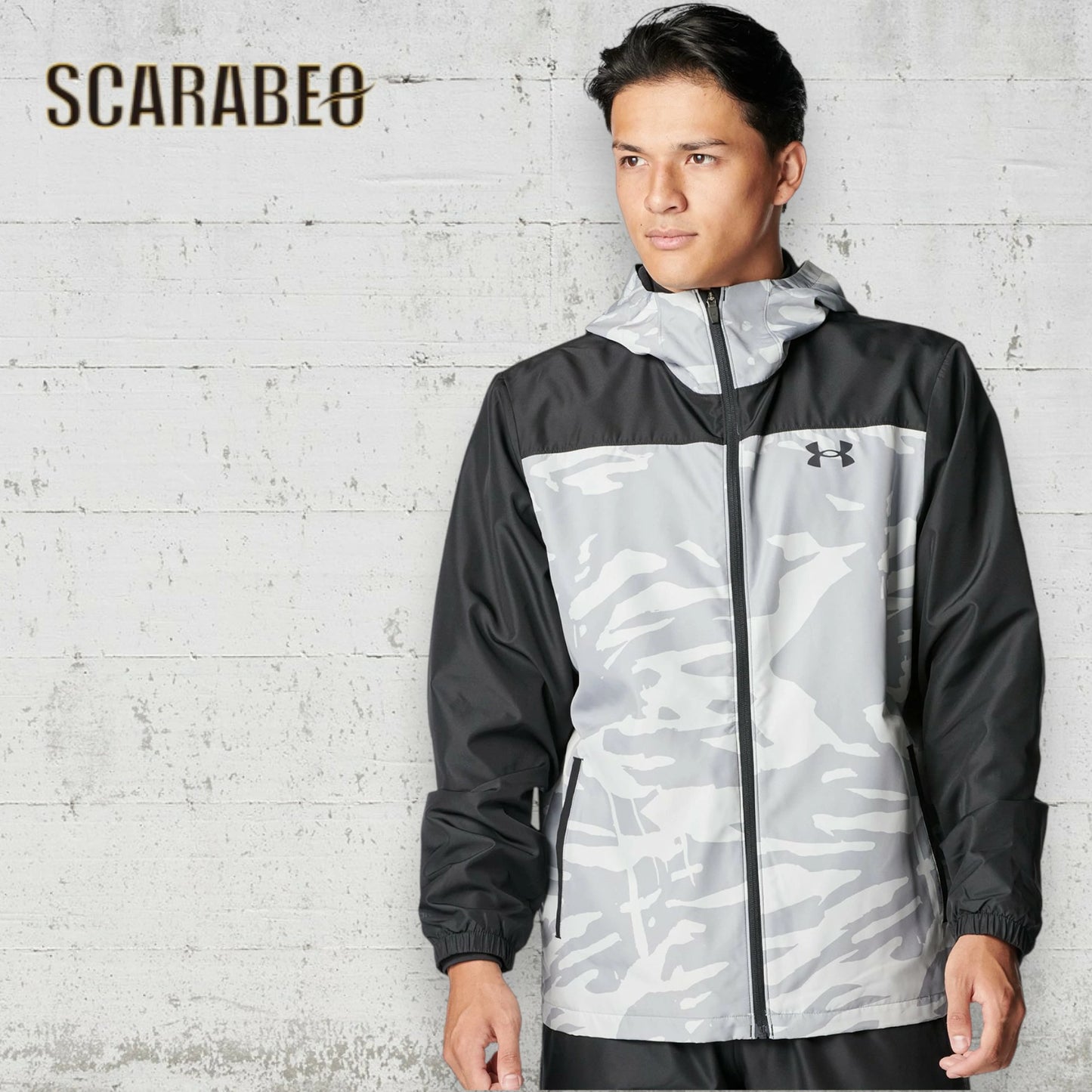 アンダーアーマー UNDER ARMOUR 野球 ウインドブレーカー ジャケット UA トリコット ウーブン フルジップ フーディ 6007972-035 スチール グレー 撥水 防風 裏起毛 メンズ 秋冬 トレーニング スポーツウェア