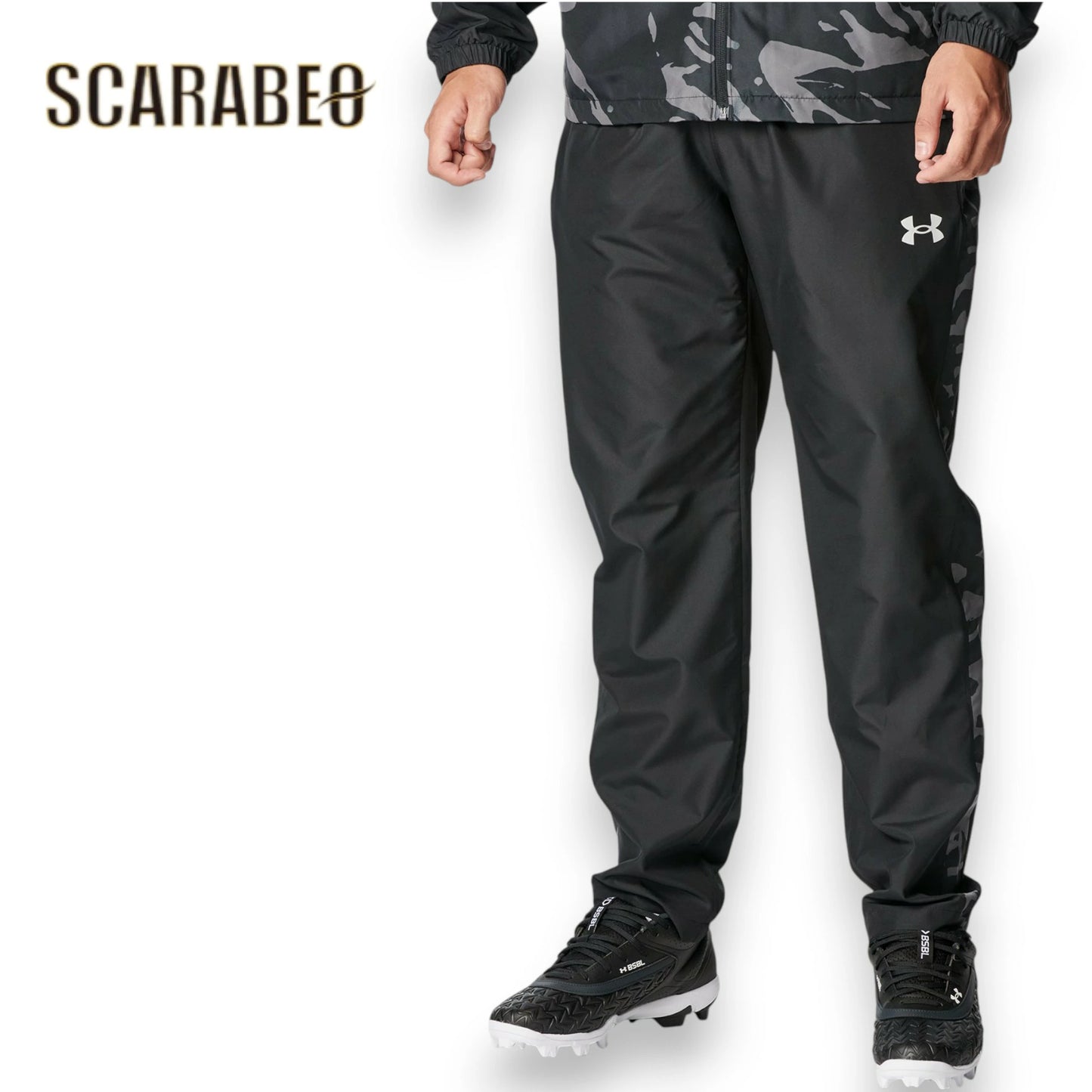 アンダーアーマー UNDER ARMOUR UA トリコット ウーブン パンツ ベースボール メンズ 6007974 ブラック 黒 撥水 裏起毛 トレーニングパンツ 防風 ルーズフィット スポーツウェア 秋冬 野球 ウインドパンツ