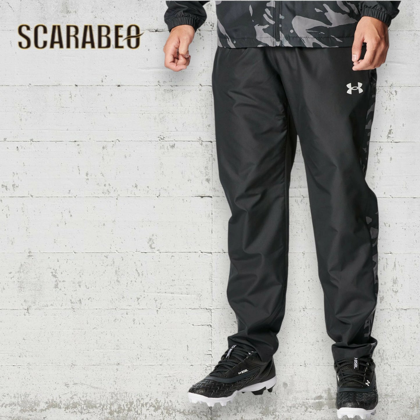 アンダーアーマー UNDER ARMOUR UA トリコット ウーブン パンツ ベースボール メンズ 6007974 ブラック 黒 撥水 裏起毛 トレーニングパンツ 防風 ルーズフィット スポーツウェア 秋冬 野球 ウインドパンツ