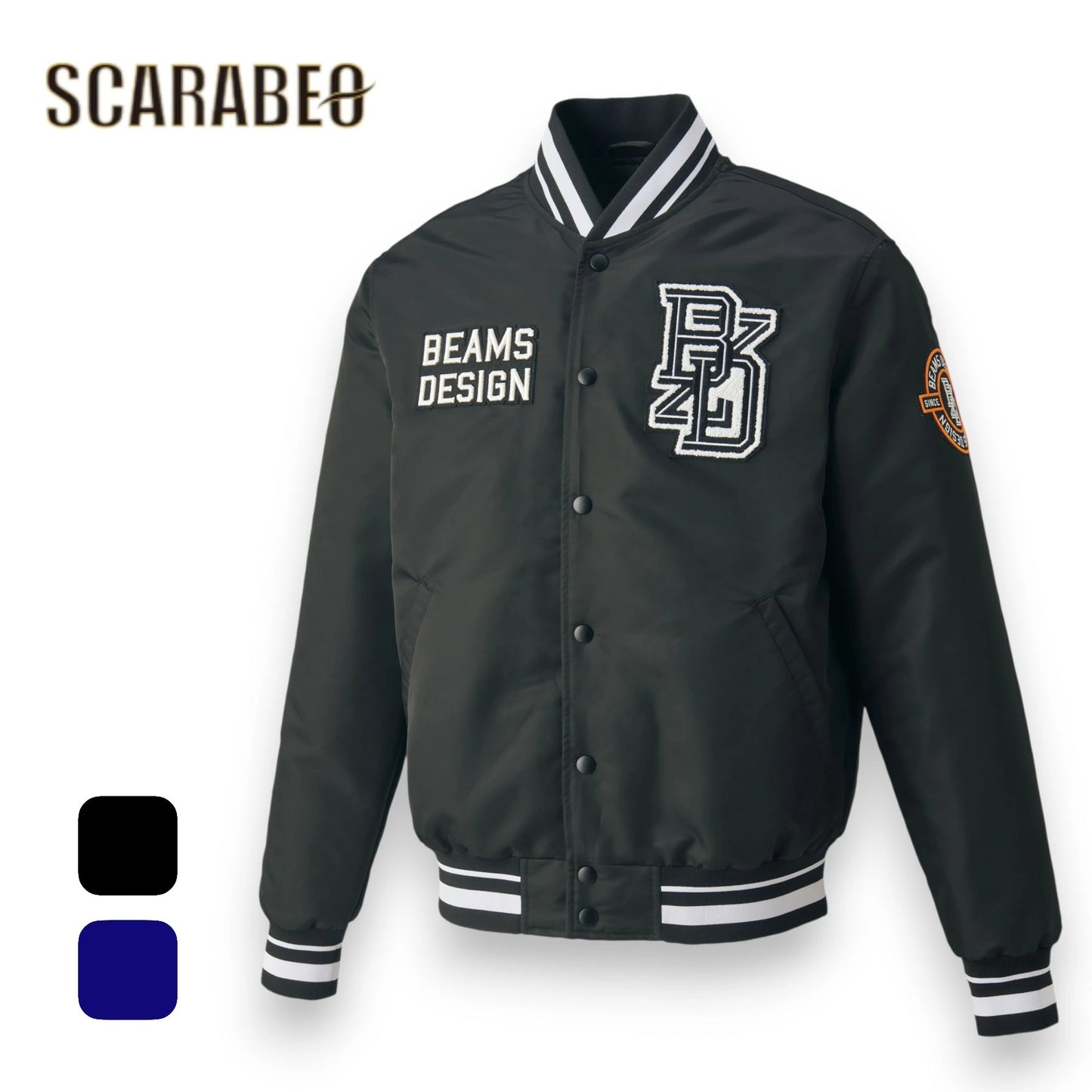 ZETT by BEAMS DESIGN スタジアムジャケット BOG72201 メンズ アウター 中綿入り ナイロン ブラック ネイビー ジェット ビームスデザイン bog72201