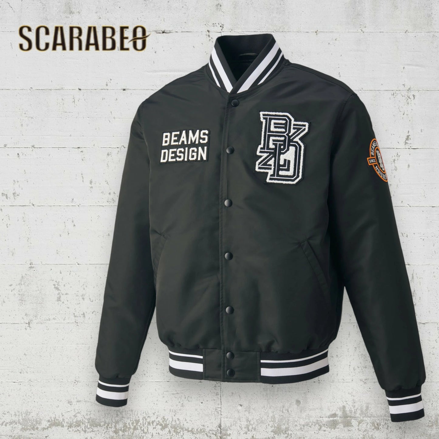 ZETT by BEAMS DESIGN スタジアムジャケット BOG72201 メンズ アウター 中綿入り ナイロン ブラック ネイビー ジェット ビームスデザイン bog72201