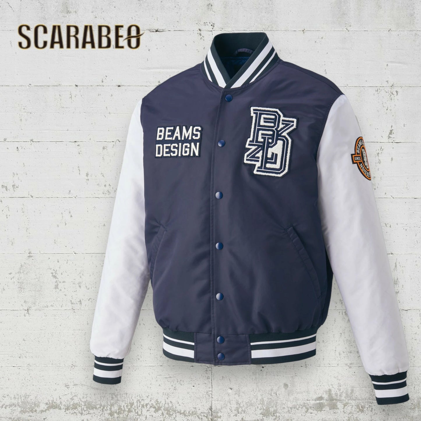 ZETT by BEAMS DESIGN スタジアムジャケット BOG72201 メンズ アウター 中綿入り ナイロン ブラック ネイビー ジェット ビームスデザイン bog72201