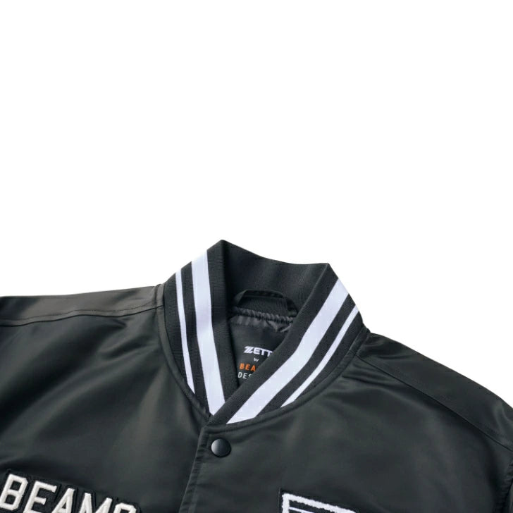 ZETT by BEAMS DESIGN スタジアムジャケット BOG72201 メンズ アウター 中綿入り ナイロン ブラック ネイビー ジェット ビームスデザイン bog72201