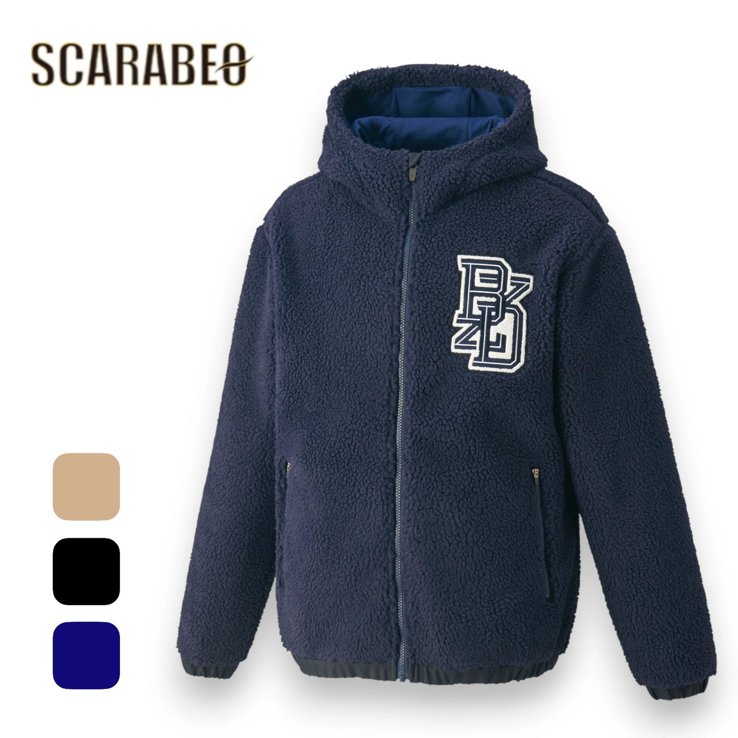 ZETT by BEAMS DESIGN フリースジャケット BOF73903 メンズ アウター ボア 裏起毛 保温 フリース ブラック ネイビー ベージュ ジェット ビームスデザイン bof73903