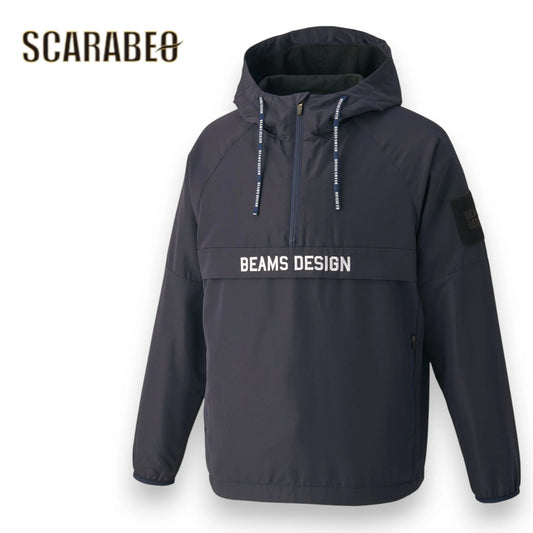 ZETT by BEAMS DESIGN ハーフジップウォームジャケット BOW72302 メンズ 裏起毛 防寒 プルオーバー リップストップ ネイビー ジェット ビームスデザイン bow72302