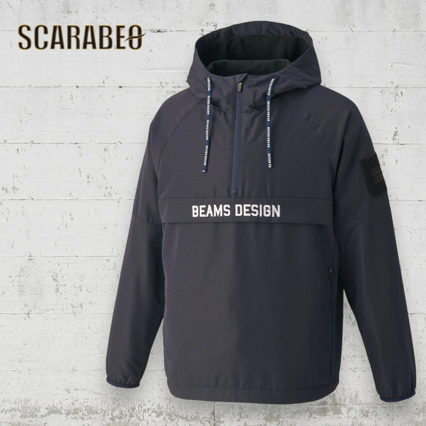 ZETT by BEAMS DESIGN ハーフジップウォームジャケット BOW72302 メンズ 裏起毛 防寒 プルオーバー リップストップ ネイビー ジェット ビームスデザイン bow72302