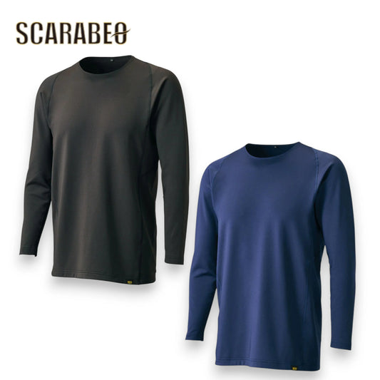 ZETT 裏起毛クルーネック長袖アンダーシャツ HEAT-Z BO8662 メンズ 保温 ストレッチ インナー ブラック ネイビー bo8662