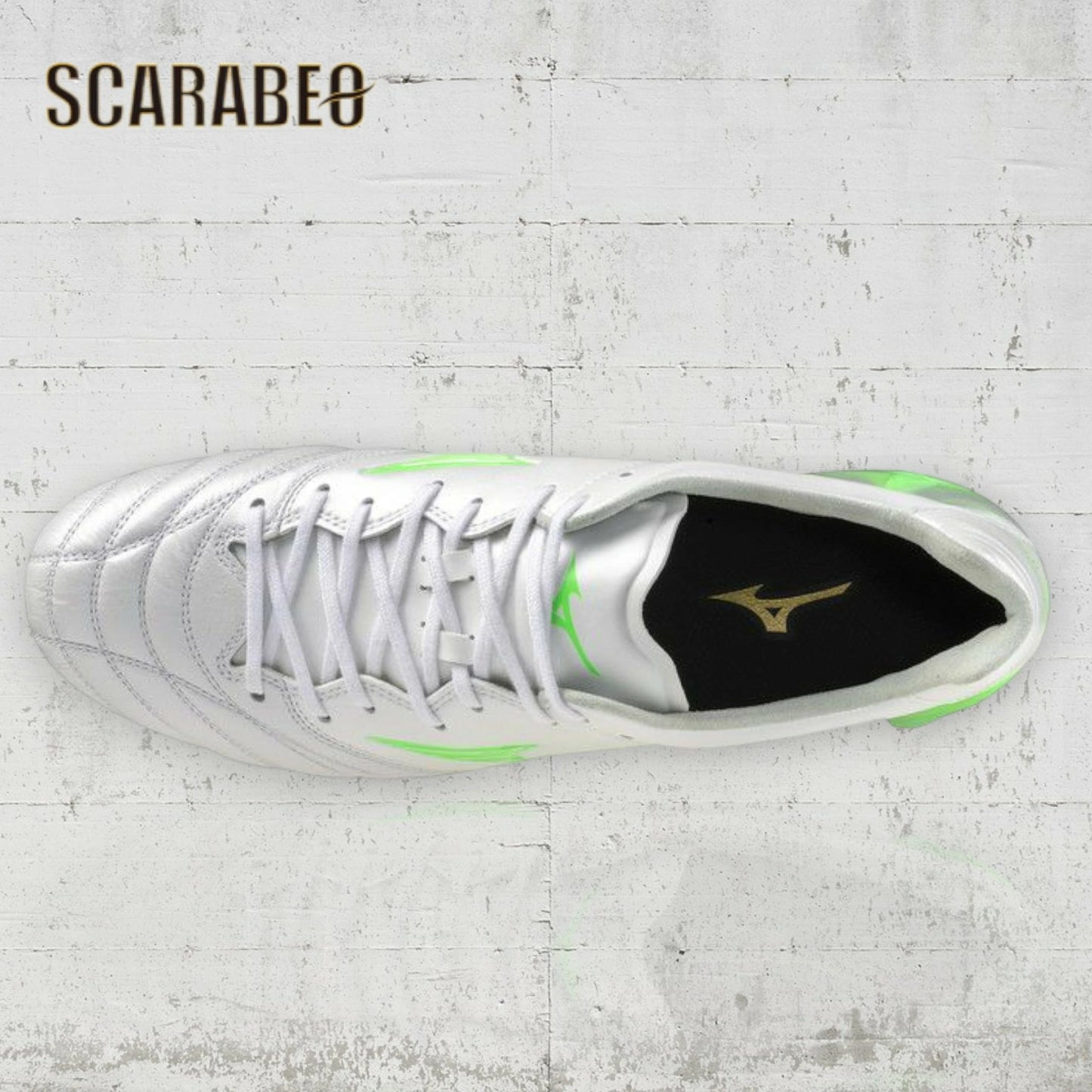 MIZUNO ミズノ モナルシーダ NEO 3 ELITE サッカースパイク 天然皮革 カンガルーレザー 軽量モデル 2E相当 P1GA252037 ホワイトパール×グリーン p1ga252037