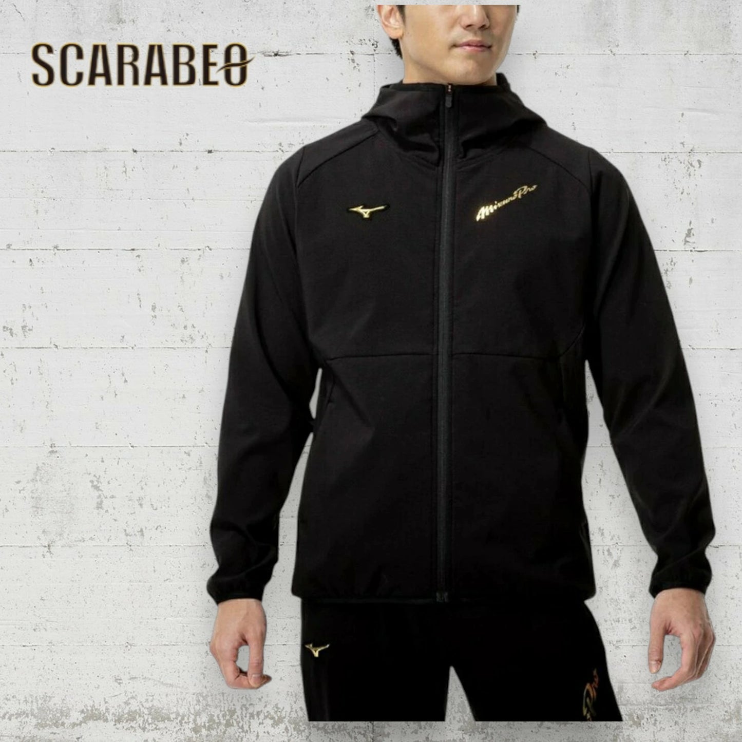 ミズノプロ 野球 テックシールド フーディ ストレッチ 防風 フルジップパーカー トレーニングウェア ブラック 09 M L O XO 12jecw7709