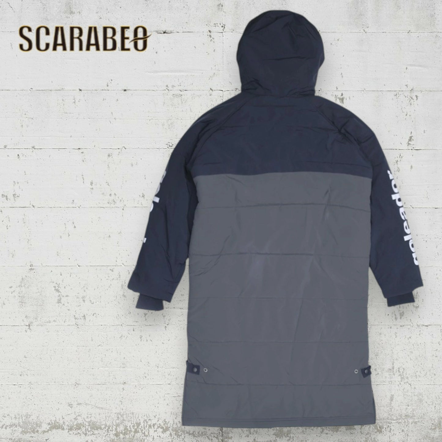 ゴレアドール 中綿 バイカラー ロングベンチコート 防寒コート ロングコート メンズ レディース ユニセックス フリース裏地 スリット付き サッカー フットサル 観戦 防寒着 g-2520 91ブラック 3681ディープブルー×グレー g-2520