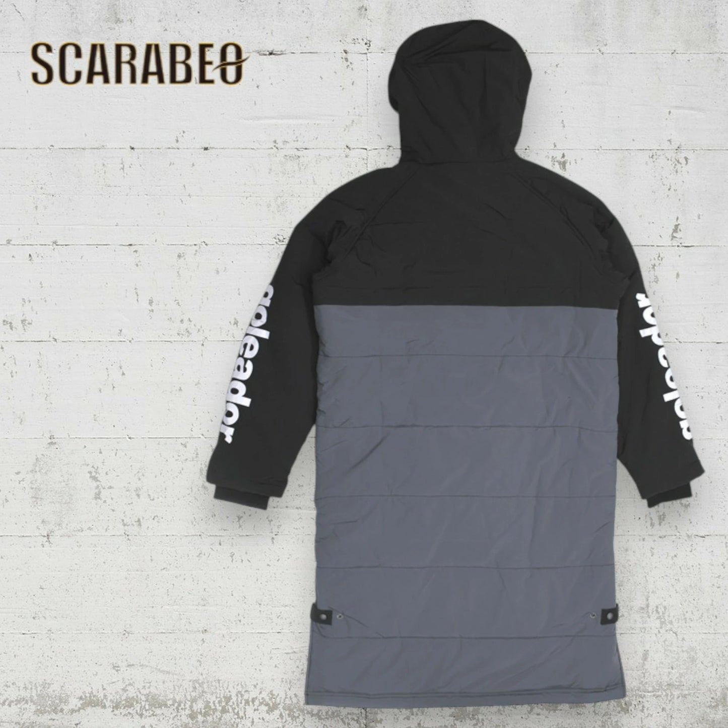 ゴレアドール 中綿 バイカラー ロングベンチコート 防寒コート ロングコート メンズ レディース ユニセックス フリース裏地 スリット付き サッカー フットサル 観戦 防寒着 g-2520 91ブラック 3681ディープブルー×グレー g-2520