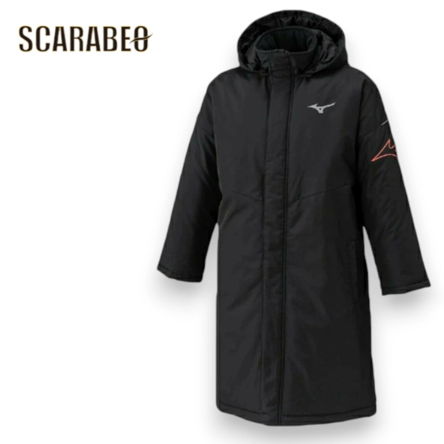 ミズノ ジュニア キッズ 中綿コート ベンチコート 防寒コート アウター 撥水 保温 フリース フード取り外し可 夜間安全 冬 観戦 ブラック 09 mizuno 32mec95009