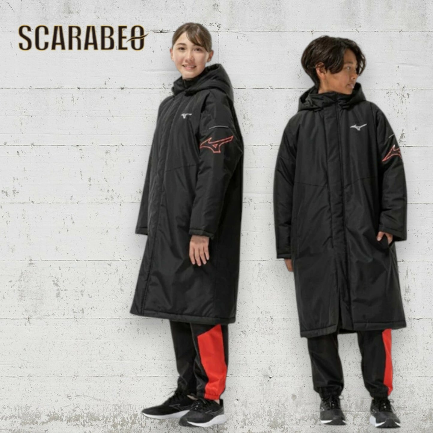 ミズノ ジュニア キッズ 中綿コート ベンチコート 防寒コート アウター 撥水 保温 フリース フード取り外し可 夜間安全 冬 観戦 ブラック 09 mizuno 32mec95009