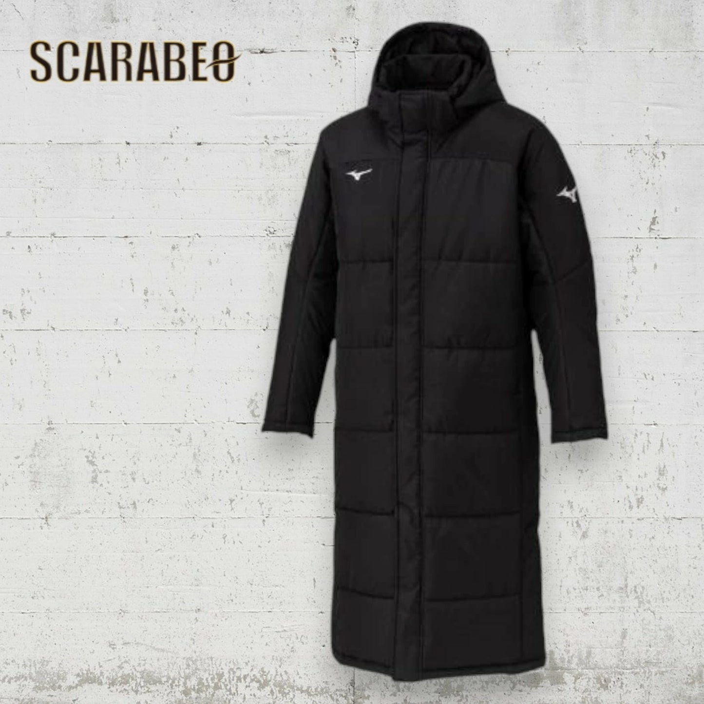 ミズノ ユニセックス テックフィルブレスサーモコート 中綿ロングコート 保温 吸湿発熱 軽量 防寒 冬 観戦用 フード脱着 ブラック mizuno 32mec55009