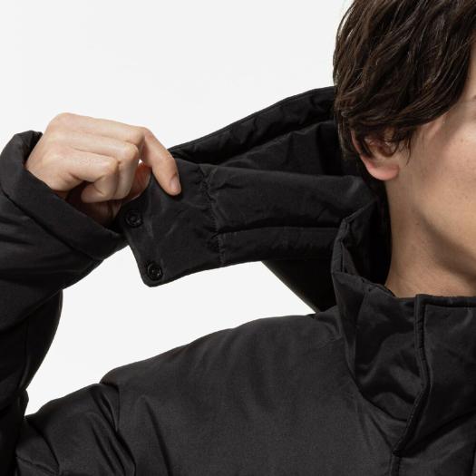 ミズノ ユニセックス テックフィルブレスサーモコート 中綿ロングコート 保温 吸湿発熱 軽量 防寒 冬 観戦用 フード脱着 ブラック mizuno 32mec55009