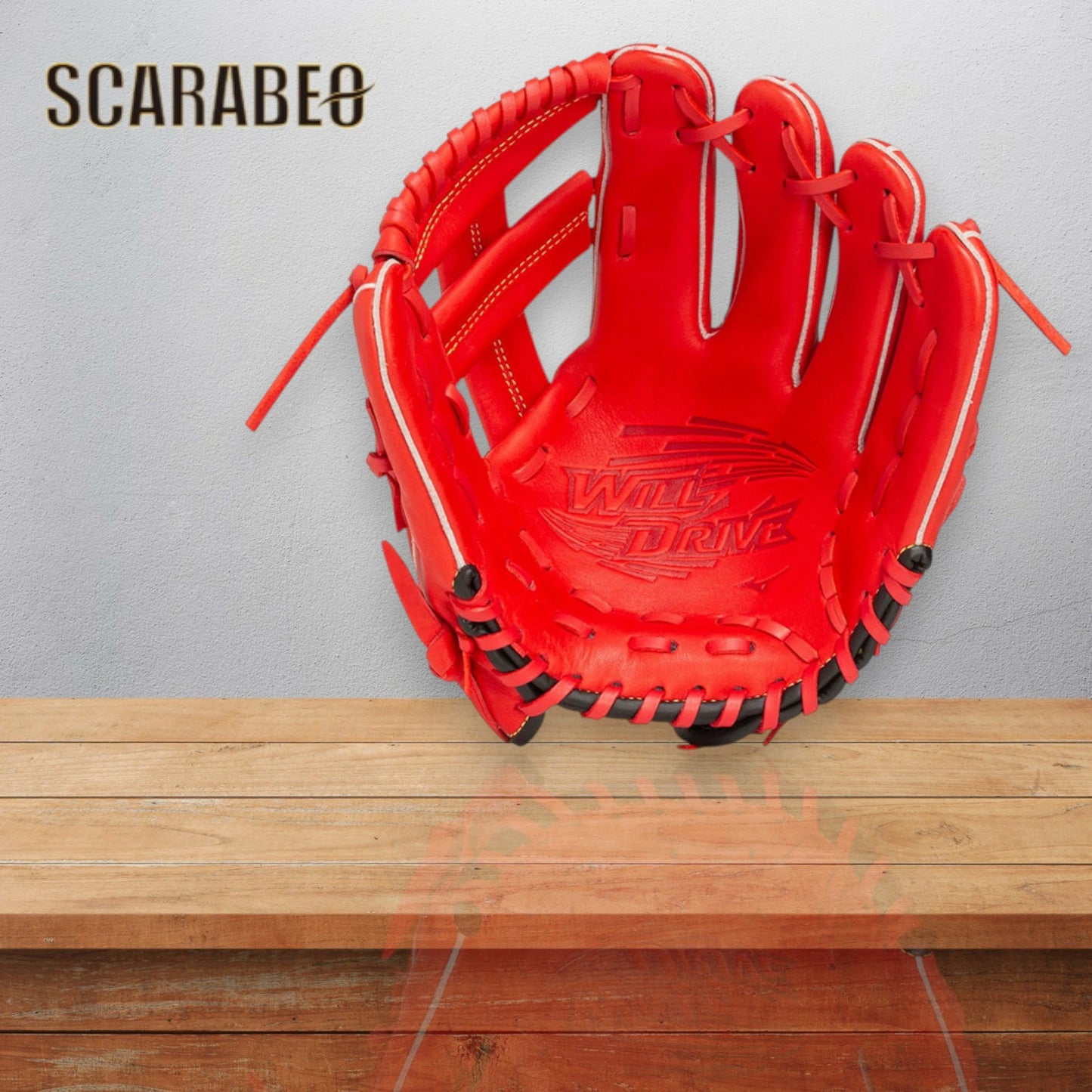 ミズノ 少年軟式グラブ WILL DRIVE RED IBE ウィルドライブ レッド オールラウンド用 サイズS 25FW ラディッシュ×ブラック／ブラック×コルク 牛革 1AJGY33210 ジュニア用 小学生 1ajgy33210
