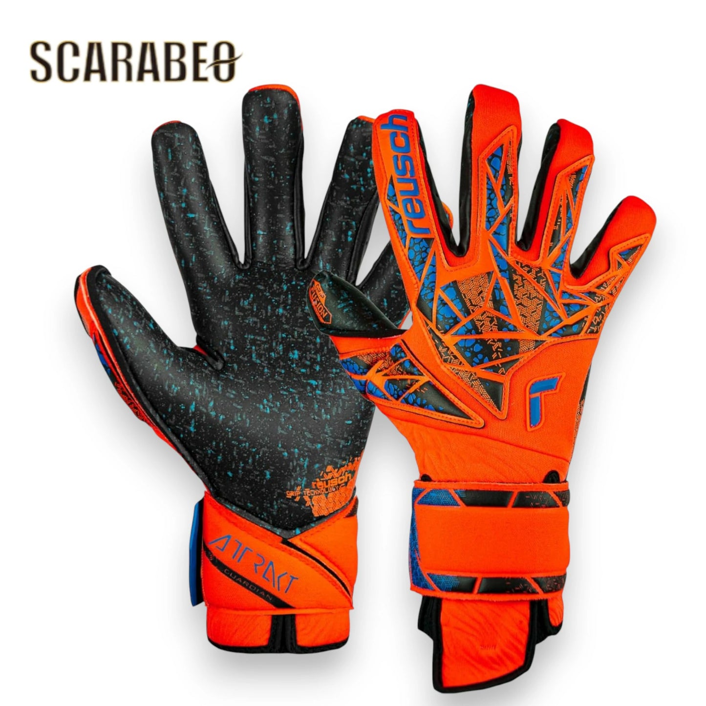 ロイシュ reusch ゴールキーパーグローブ アトラクト フュージョン ガーディアン 5470985 メンズ レディース サッカー GK手袋 試合用 練習用 正規品 ハイパーオレンジ×ブルー 5470985