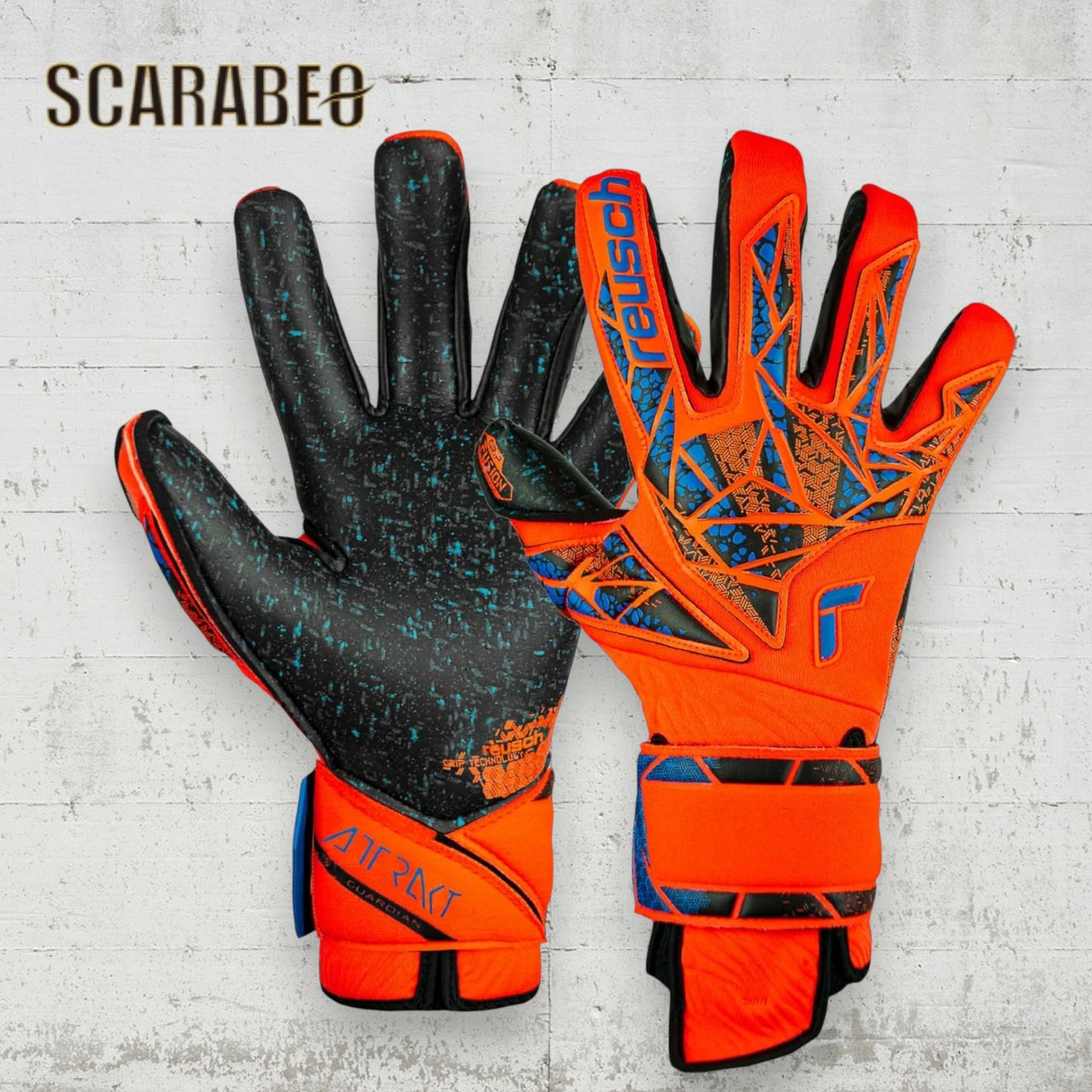 ロイシュ reusch ゴールキーパーグローブ アトラクト フュージョン ガーディアン 5470985 メンズ レディース サッカー GK手袋 試合用 練習用 正規品 ハイパーオレンジ×ブルー 5470985