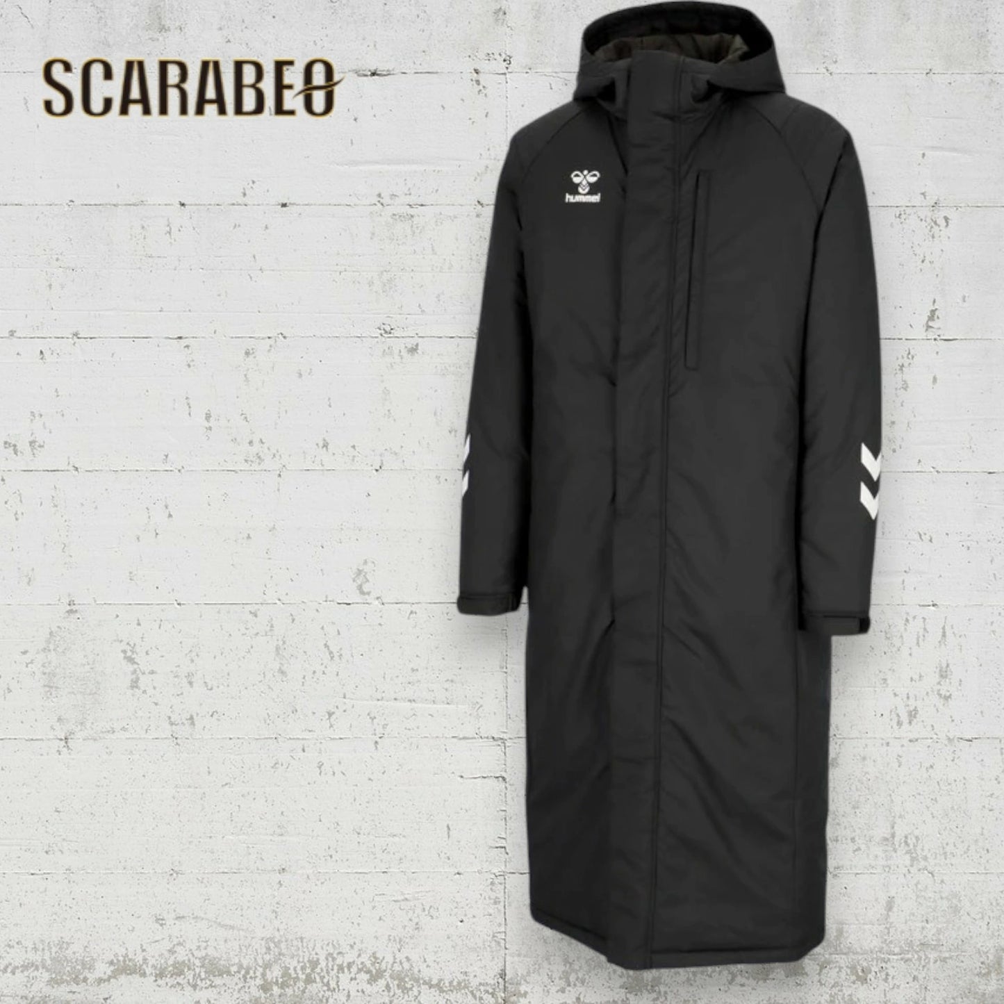 ヒュンメル ジュニア ロングコート 中綿 HAW8118 撥水 防風 保温 ベンチコート チームパデッドロングコート hummel サッカー フットサル 部活 マルチアスレ ブラック haw8118-90