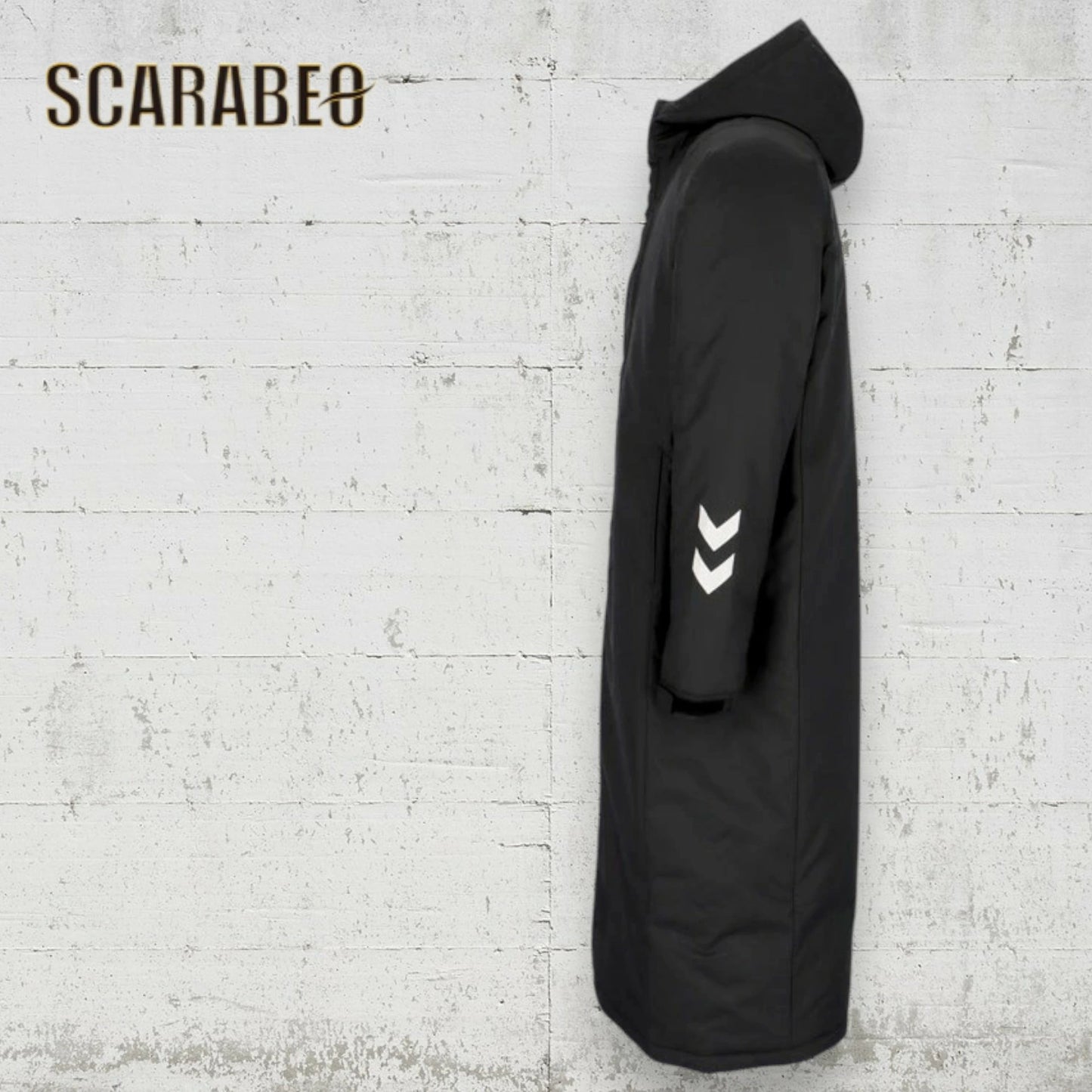 ヒュンメル ジュニア ロングコート 中綿 HAW8118 撥水 防風 保温 ベンチコート チームパデッドロングコート hummel サッカー フットサル 部活 マルチアスレ ブラック haw8118-90