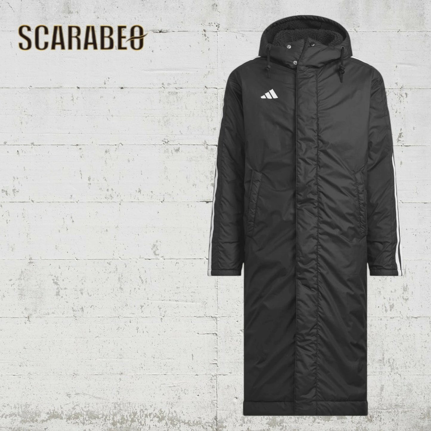 アディダス メンズ ロングコート BW566 ルーズフィット ボアコート 防風 合成シートパッド ドローコード adidas スリーストライプス ジャケット フード付き ブラック×ホワイト ブラック×ブラック Lインク×ホワイト bw566