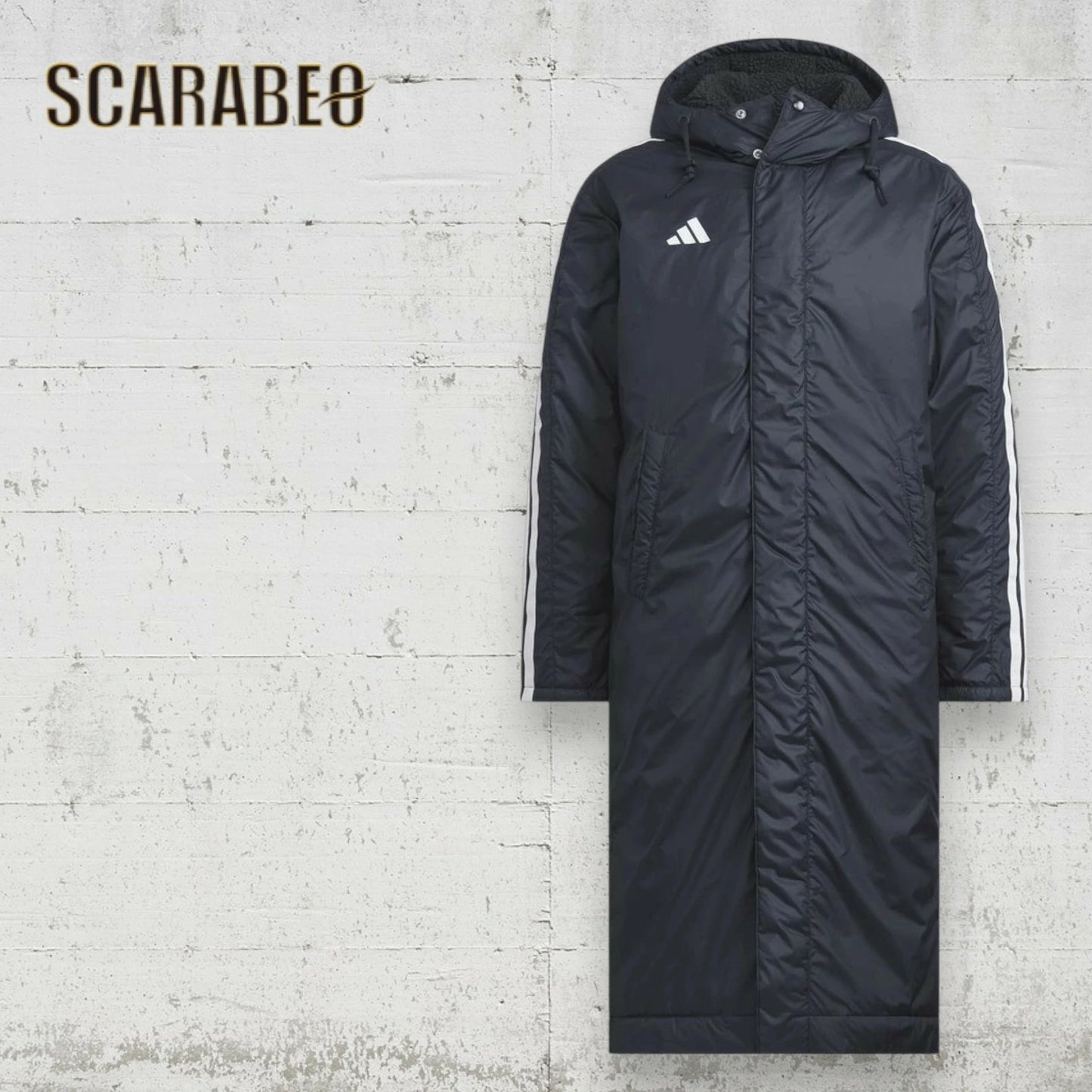 アディダス メンズ ロングコート BW566 ルーズフィット ボアコート 防風 合成シートパッド ドローコード adidas スリーストライプス ジャケット フード付き ブラック×ホワイト ブラック×ブラック Lインク×ホワイト bw566