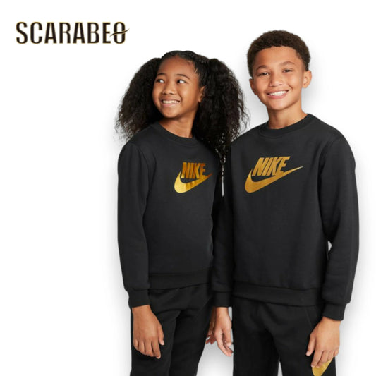ナイキ NIKE スウェット トレーナー ジュニア キッズ 子供 YTH NSW クラブ フリース ゴールド L/S クルー HQ0975-010 ブラック スポーツウェア トップス 長袖 裏起毛 トレーニング 通学 hq0975