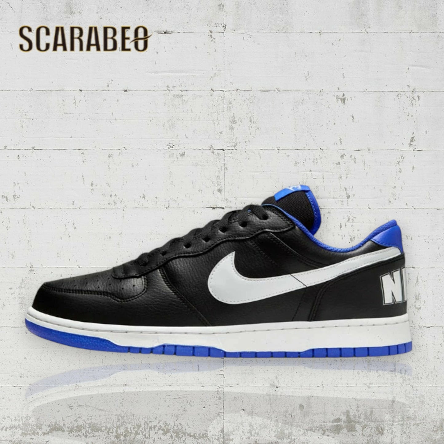 ナイキ スニーカー メンズ BIG NIKE LOW 355152-018 ブラック サミットホワイト ハイパーロイヤル NIKE ビッグ ナイキ ローカット カジュアルシューズ 靴 ストリート ファッション シンプル レザー 355152-018