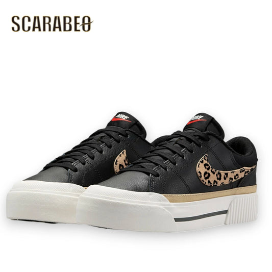 ナイキ スニーカー レディース NIKE WMNS COURT LEGACY LIFT コート レガシー リフト HF9548-001 厚底 アニマル ヒョウ柄 レオパード ブラック 黒 ローカット カジュアル シューズ おしゃれ 通勤 通学 hf9548-001