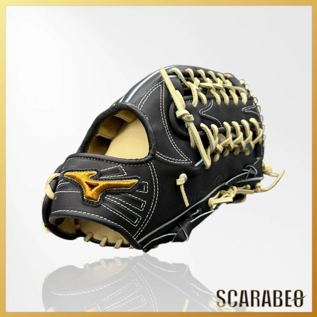 ミズノプロ 硬式グローブ 外野手用 限定モデル 2025秋冬 BSS限定 ミズノ 硬式グラブ 一般 大人 サイズ18N ブラック ブロンド 1AJGH92407-0980 mizuno pro 牛革 高校野球対応 外野用 グローブ 1ajgh92407-0980