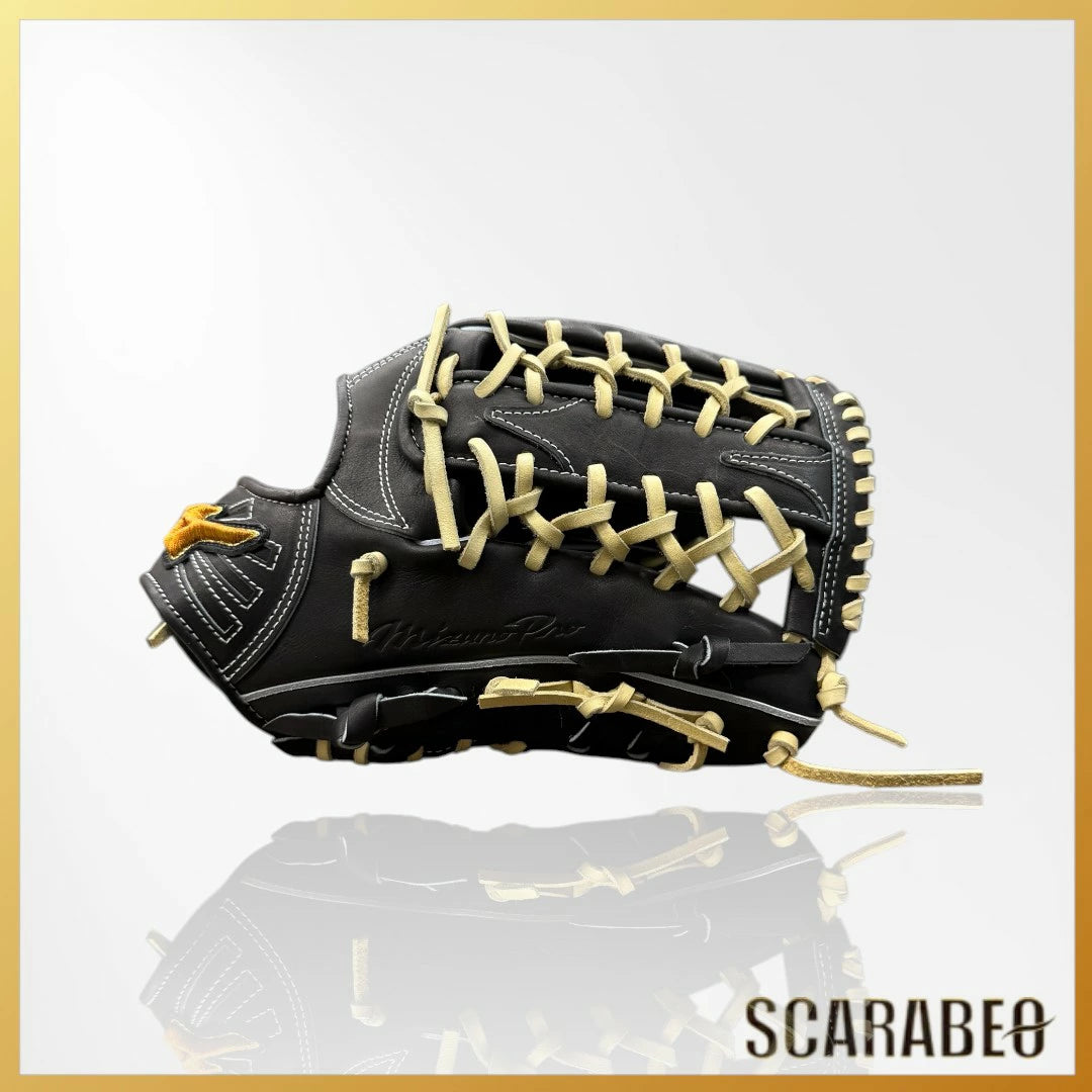 ミズノプロ 硬式グローブ 外野手用 限定モデル 2025秋冬 BSS限定 ミズノ 硬式グラブ 一般 大人 サイズ18N ブラック ブロンド 1AJGH92407-0980 mizuno pro 牛革 高校野球対応 外野用 グローブ 1ajgh92407-0980