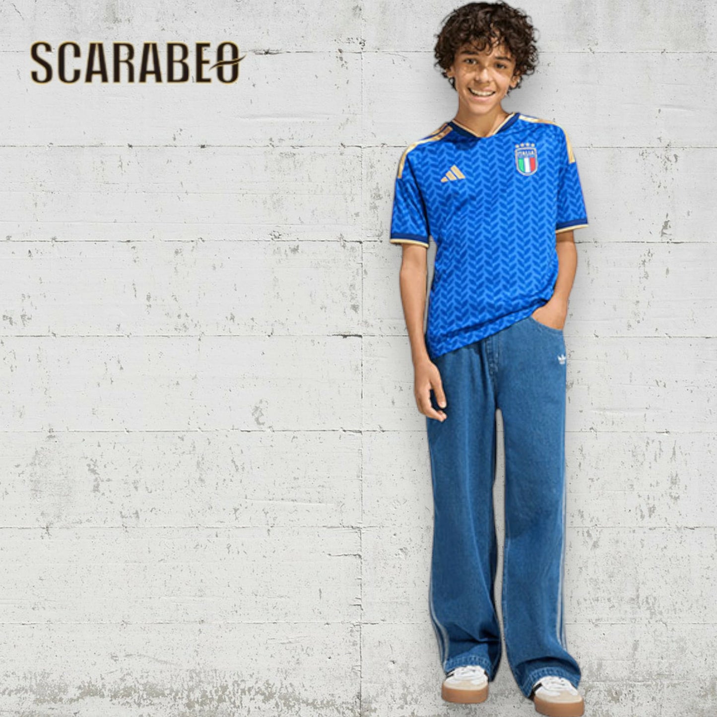 アディダス ジュニア イタリア代表 2026 ホーム レプリカ ユニフォーム 半袖 キッズ 子供 サッカーウェア adidas ITALIA CLIMACOOL スリムフィット ka620