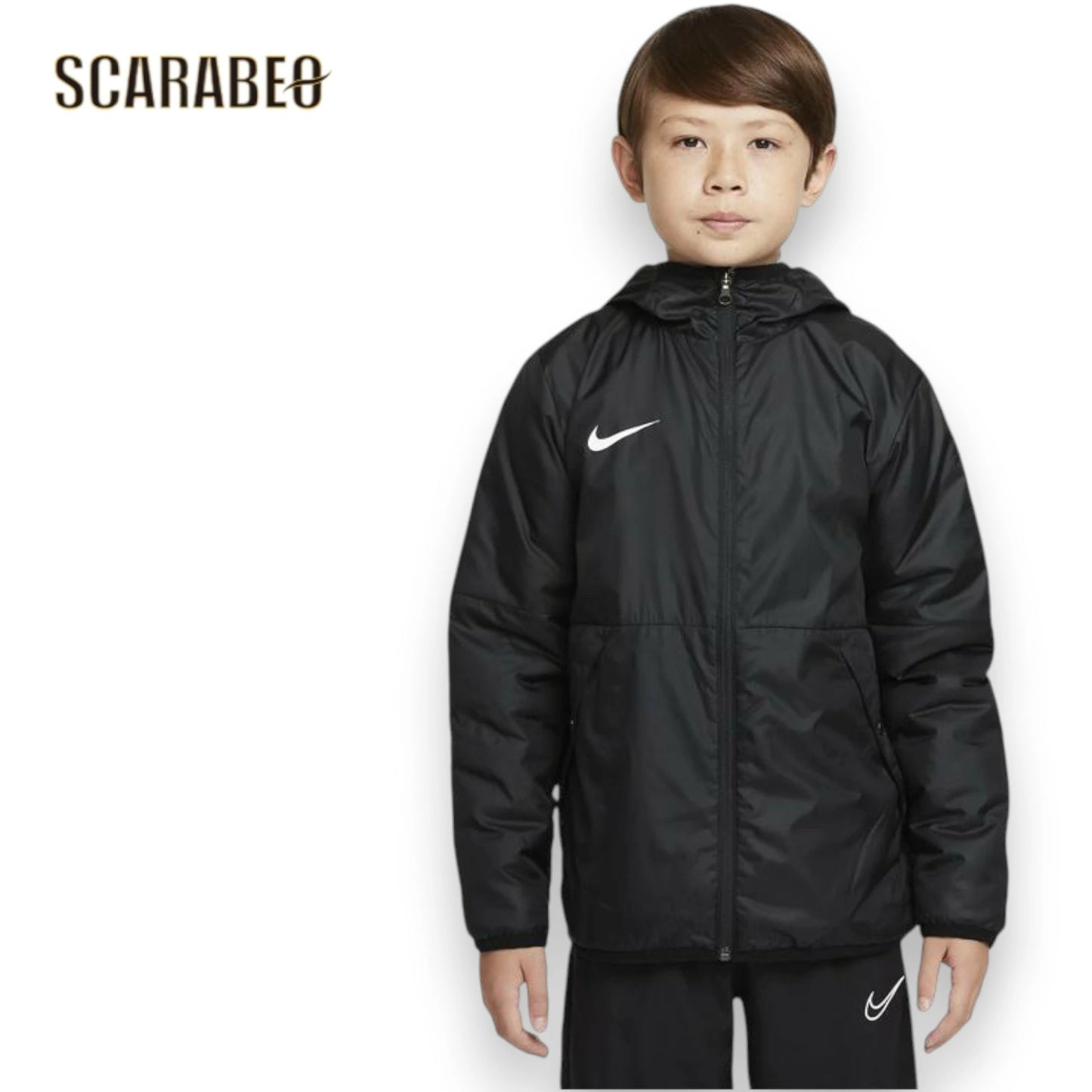 ナイキ NIKE ジュニア サッカーウェア サーマ レペル パークジャケット CW6159-010 防水 撥水 フルジップ トレーニング ブラック ホワイト cw6159-010