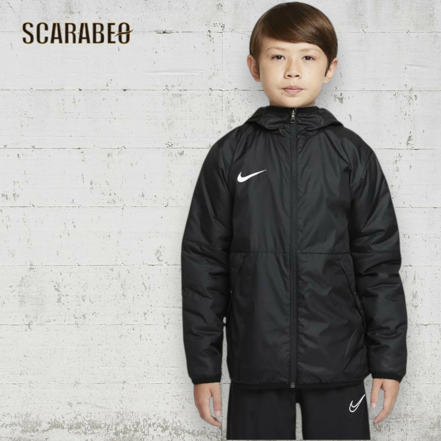 ナイキ NIKE ジュニア サッカーウェア サーマ レペル パークジャケット CW6159-010 防水 撥水 フルジップ トレーニング ブラック ホワイト cw6159-010