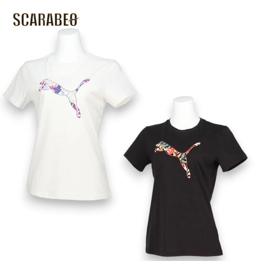 プーマ Tシャツ レディース GRAPHICS フローラル 半袖 687710 PUMA 花柄 コットン ブラック ホワイト カジュアル スポーツ 687710