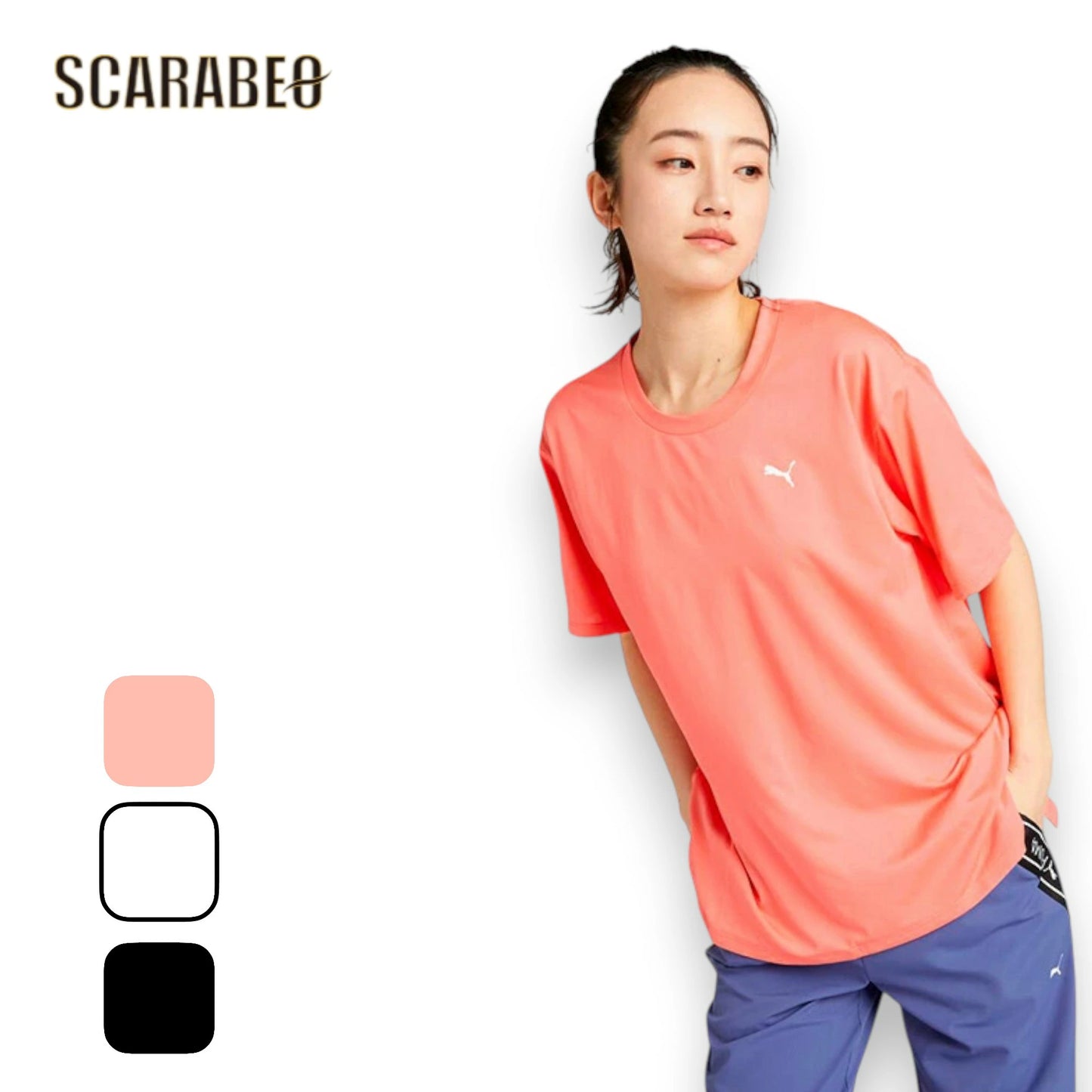 プーマ Tシャツ レディース 25SS ヨガ ランニング 半袖 PUMA 527034 吸汗 速乾 ドライ スポーツ ブランド ブラック ホワイト ピンク ゆったり 527034