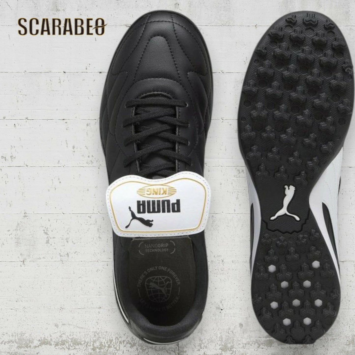 プーマ プーマキング トップ TT メンズ サッカースパイク 107417-01 土 人工芝 ブラック ホワイト ゴールド 107417-01