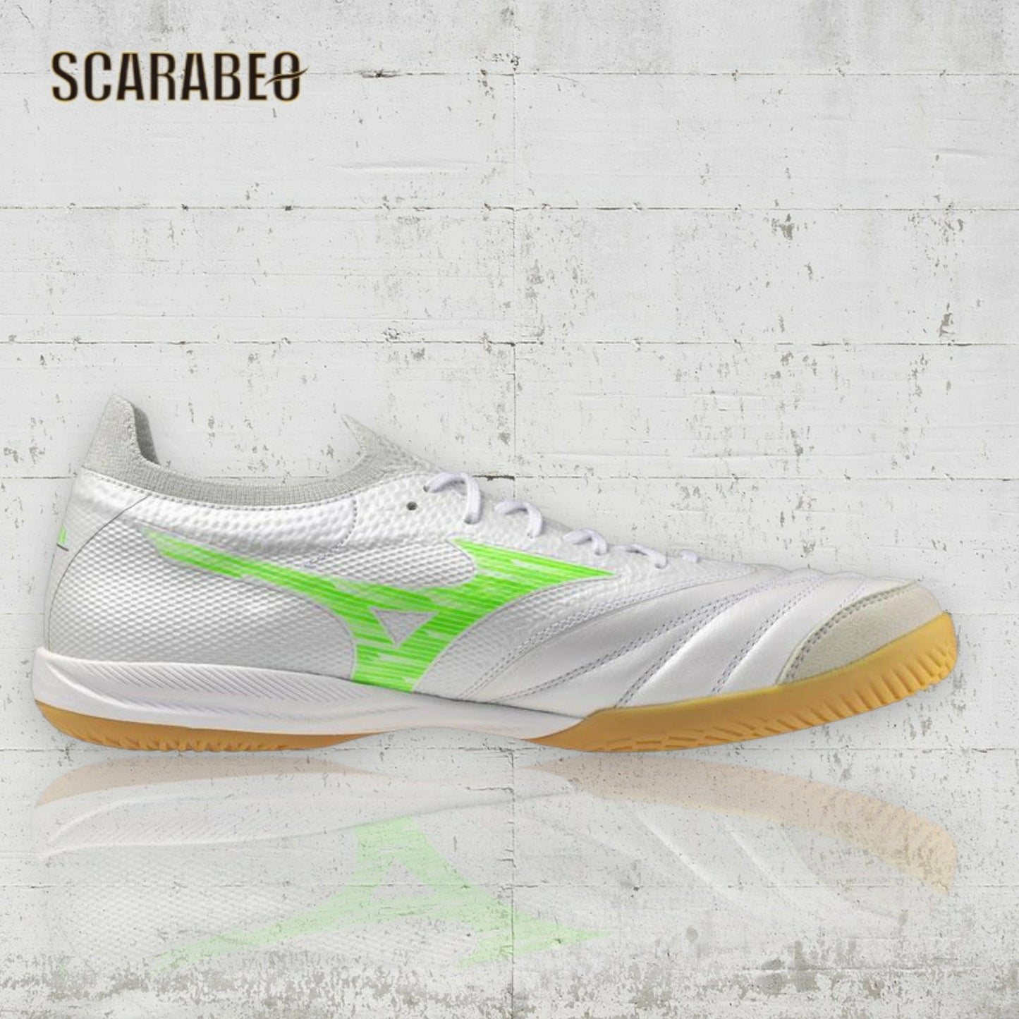 ミズノ モレリアネオ SALA β JAPAN IN フットサルシューズ Q1GA251037 日本製 インドア モレリア サラ ベータ 天然皮革 カンガルーレザー 2E Frontier Pack ホワイト×ネオングリーン q1ga251037