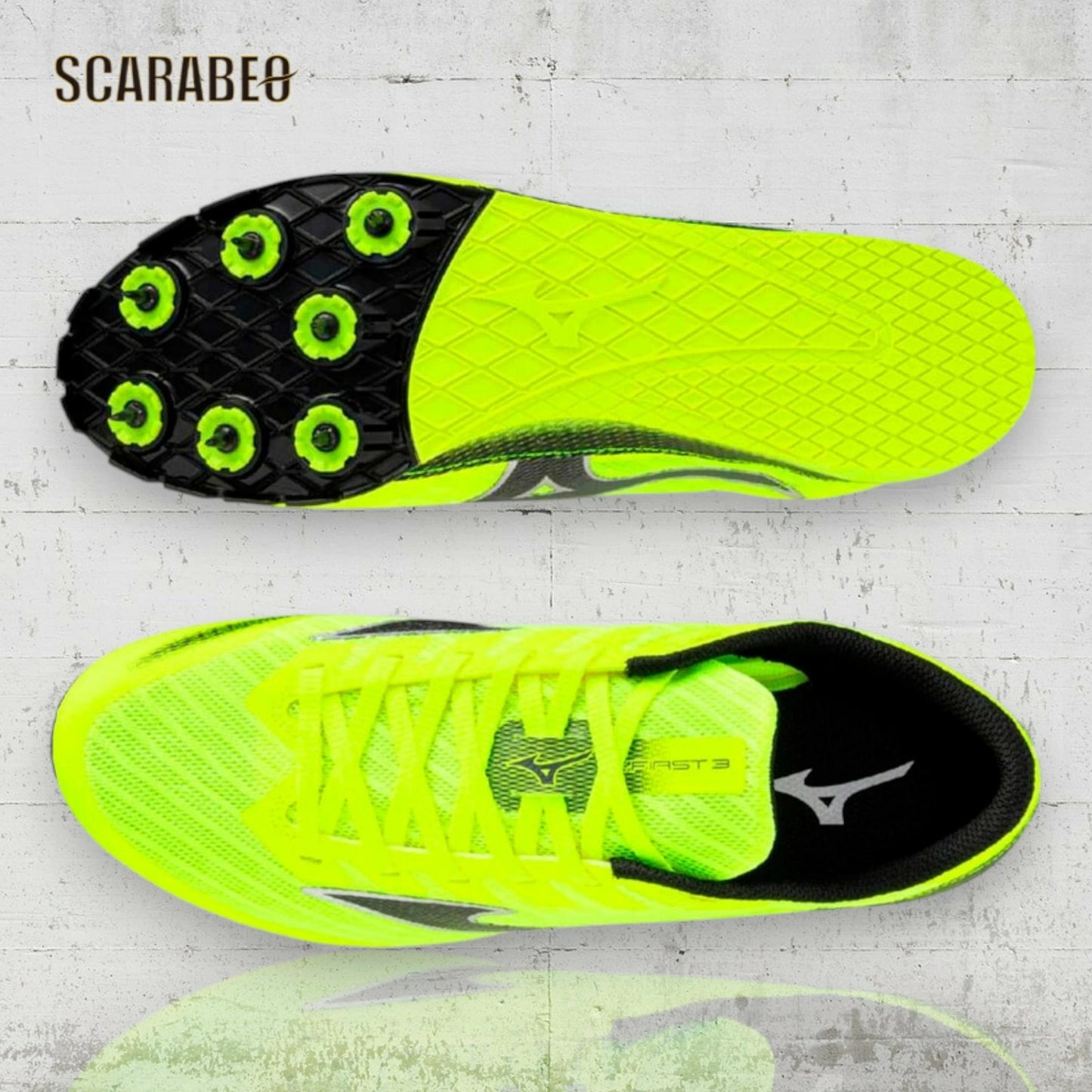 ミズノ 陸上スパイク エックスファースト3 U1GA258004 MIZUNO X FIRST 3 初心者用 短距離 中距離 長距離 走幅跳用 入門モデル 土トラック兼用 2E イエロー×ブラック u1ga258004