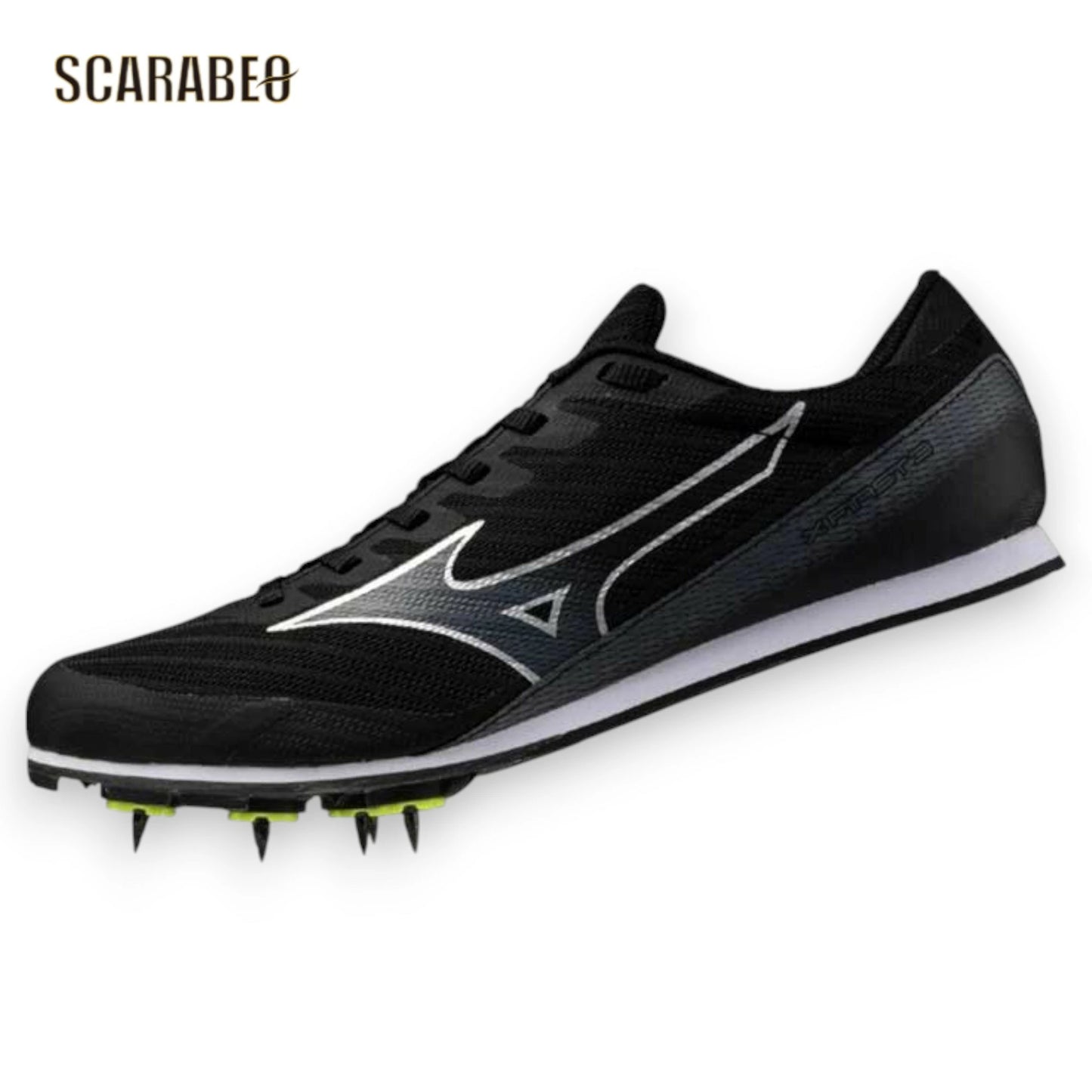 ミズノ 陸上スパイク エックスファースト3 ワイド U1GA2331-01 MIZUNO X FIRST 3 WIDE 初心者用 短距離 中距離 長距離 走幅跳用 土トラック兼用 オールラウンドモデル ブラック×シルバー u1ga258102