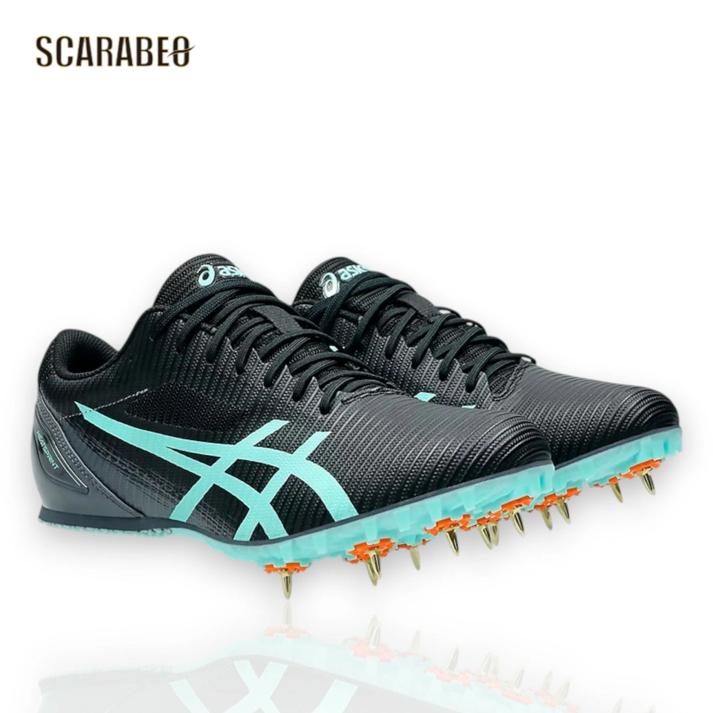 アシックス 陸上スパイク HEATSPRINT 13 メンズ レディース asics ヒートスプリント13 短距離 中距離 ハードル 跳躍種目 オールウェザー 土トラック兼用 高反発 スプリント専用 ST ラスト ブラック/ミント 1093a199-002