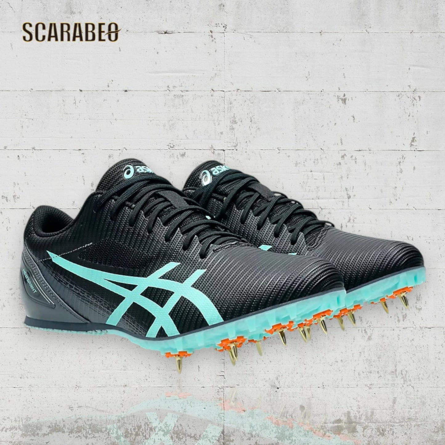 アシックス 陸上スパイク HEATSPRINT 13 メンズ レディース asics ヒートスプリント13 短距離 中距離 ハードル 跳躍種目 オールウェザー 土トラック兼用 高反発 スプリント専用 ST ラスト ブラック/ミント 1093a199-002