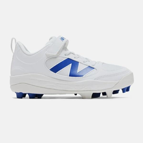 ニューバランス 野球 ジュニア スパイク 3000 V7 Cleats JNR 面ファスナー ラバースパイク White/Blue 合成皮革/メッシュ NB JA3000D7 ja3000d7