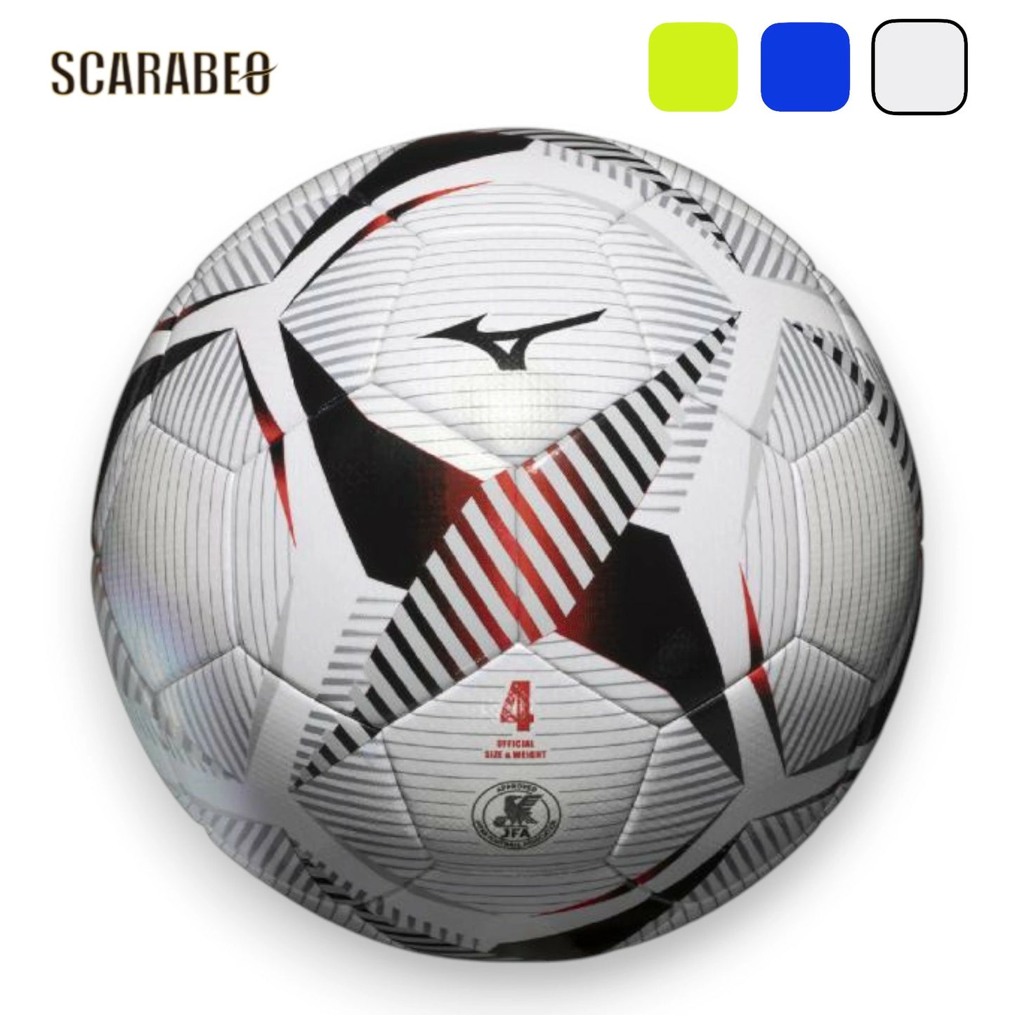 ミズノ 【JFA検定球】サッカーボール 4号球 P3JBSB02 ジュニア用 サーマルボンディング 合成皮革 ホワイト/ブルー/イエロー p3jbsb02