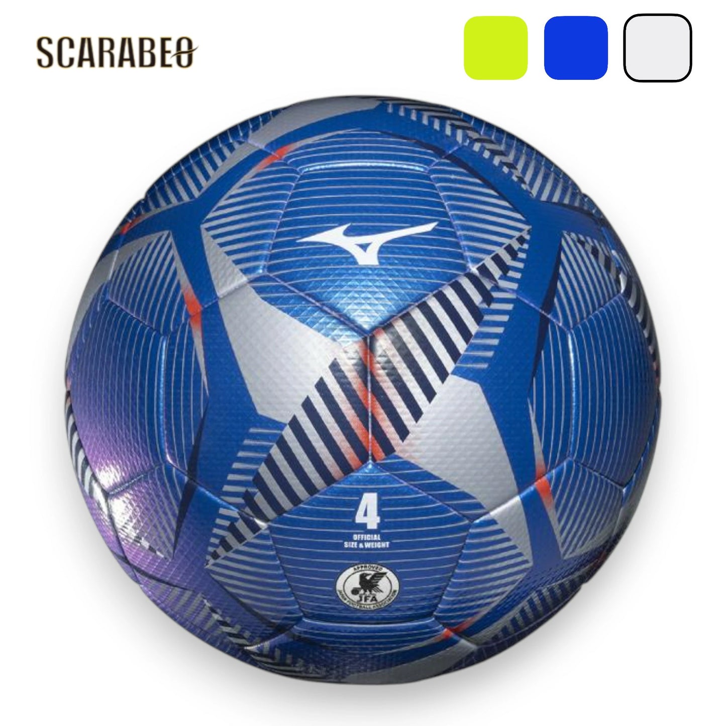 ミズノ 【JFA検定球】サッカーボール 4号球 P3JBSB02 ジュニア用 サーマルボンディング 合成皮革 ホワイト/ブルー/イエロー p3jbsb02