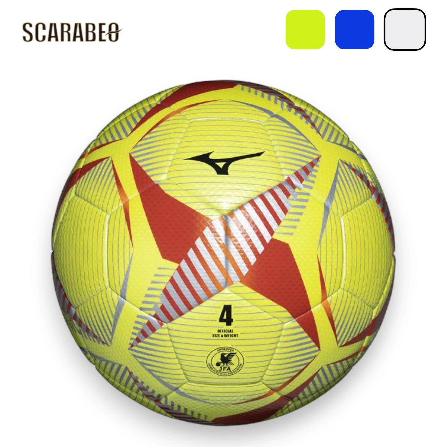 ミズノ 【JFA検定球】サッカーボール 4号球 P3JBSB02 ジュニア用 サーマルボンディング 合成皮革 ホワイト/ブルー/イエロー p3jbsb02