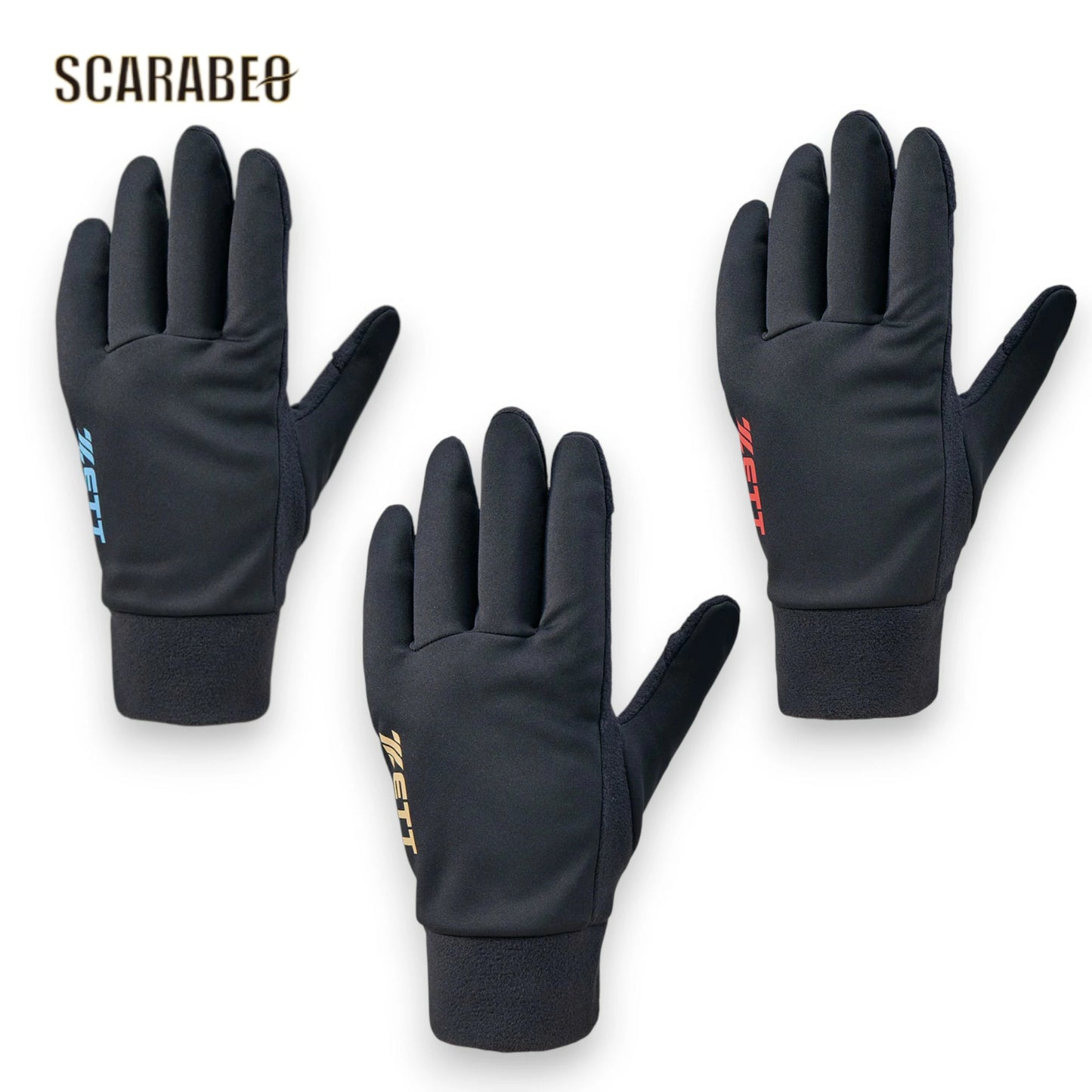 ZETT 防寒手袋 フリース 防風 指出し可能 メンズ BG51114B ブラック×ブルー ブラック×レッド ブラック×ゴールド bg51114b
