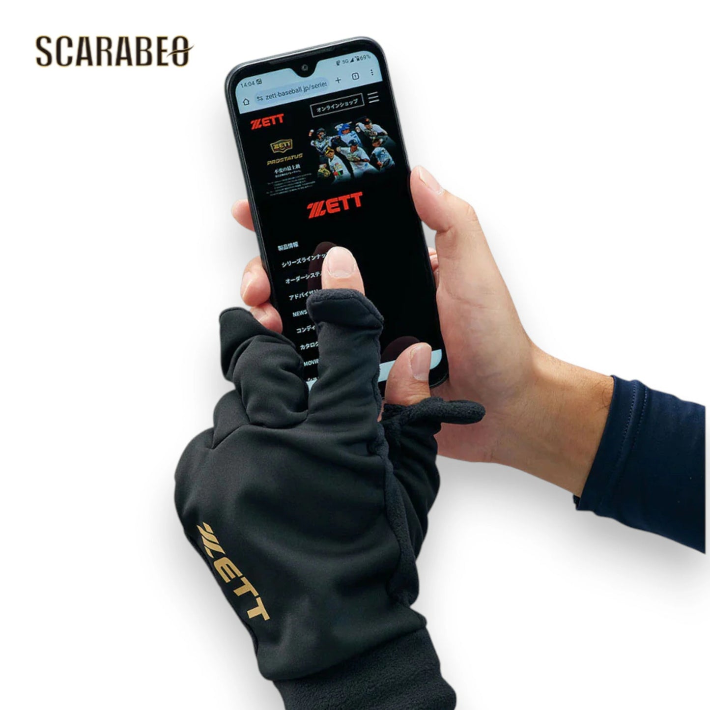 ZETT 防寒手袋 フリース 防風 指出し可能 メンズ BG51114B ブラック×ブルー ブラック×レッド ブラック×ゴールド bg51114b